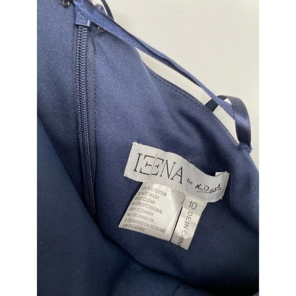 Ieena Mac Duggal One Shoulder LongSleeve Jersey Gown SZ 10 Midnight SPLIT NWT - Picture 5 of 6